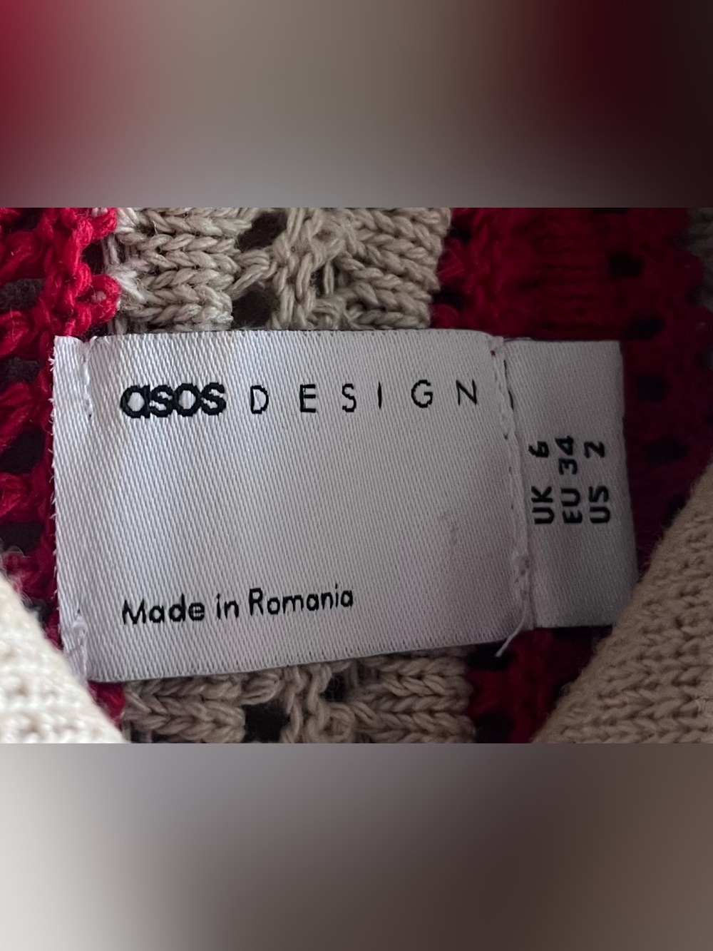 ASOS Red and Cream Striped Crochet Button-Up Cardigan - Picture 4 of 4